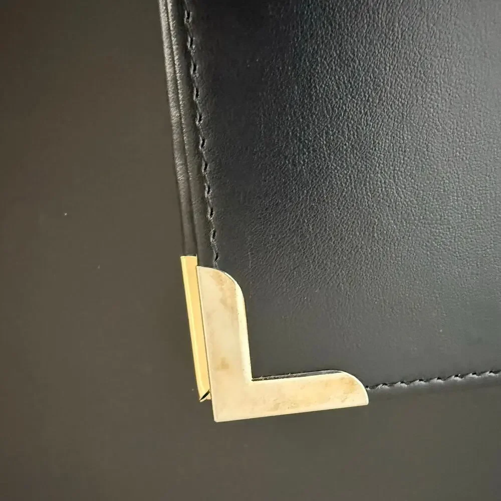 Vintage Franklin Covey Small Padfolio Brass Corners Black Planner 9 x 6.5 in